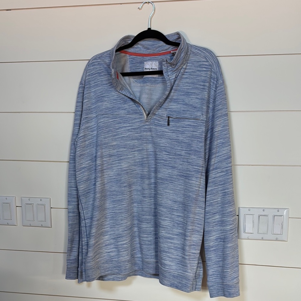 Tommy Bahama Blue Quarter Zip-Up Sweater with Lightweight Comfort